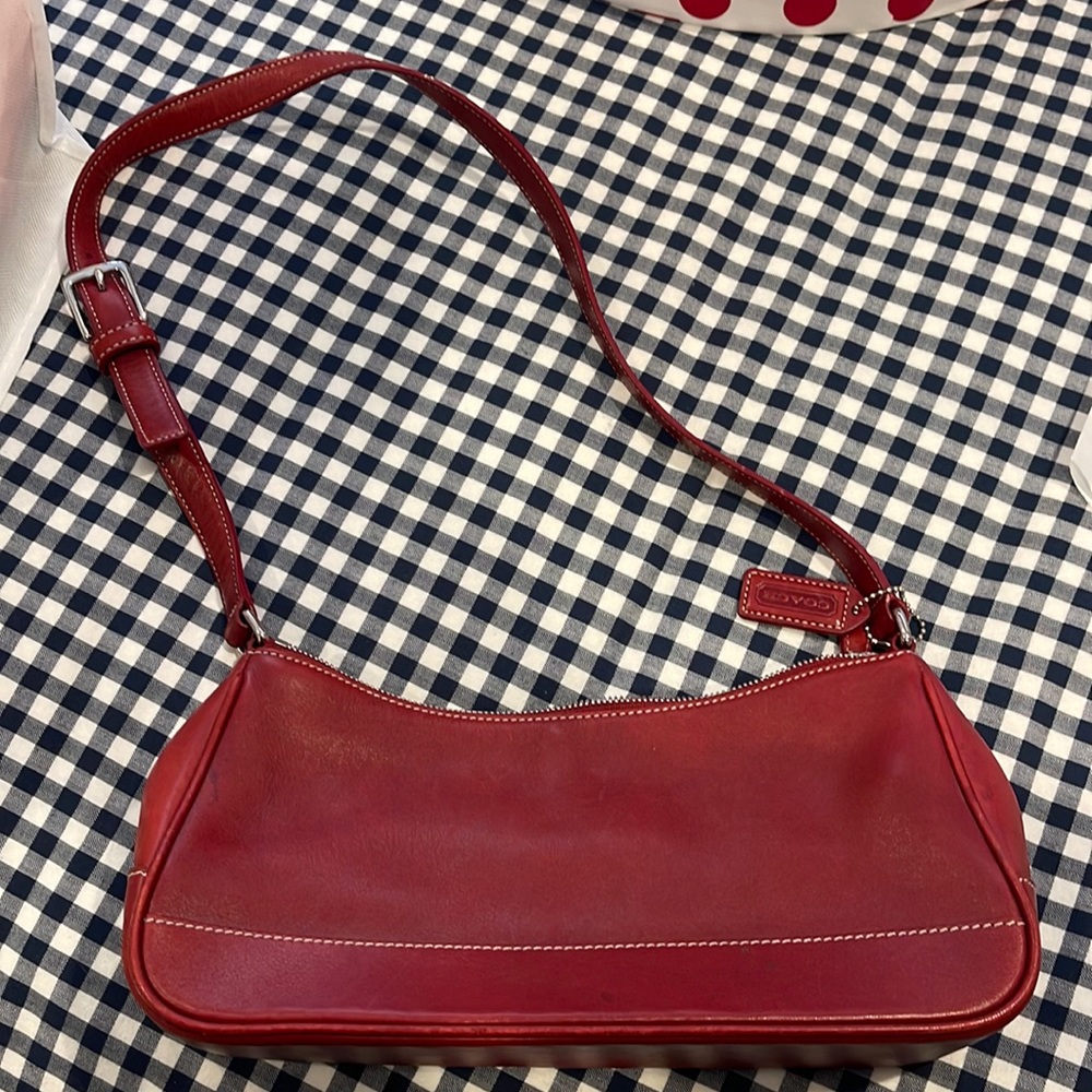 Small red coach shoulder bag